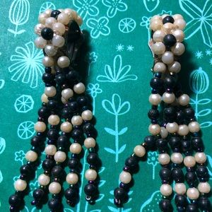 VTG Clip-On Beaded Dangle Earrings